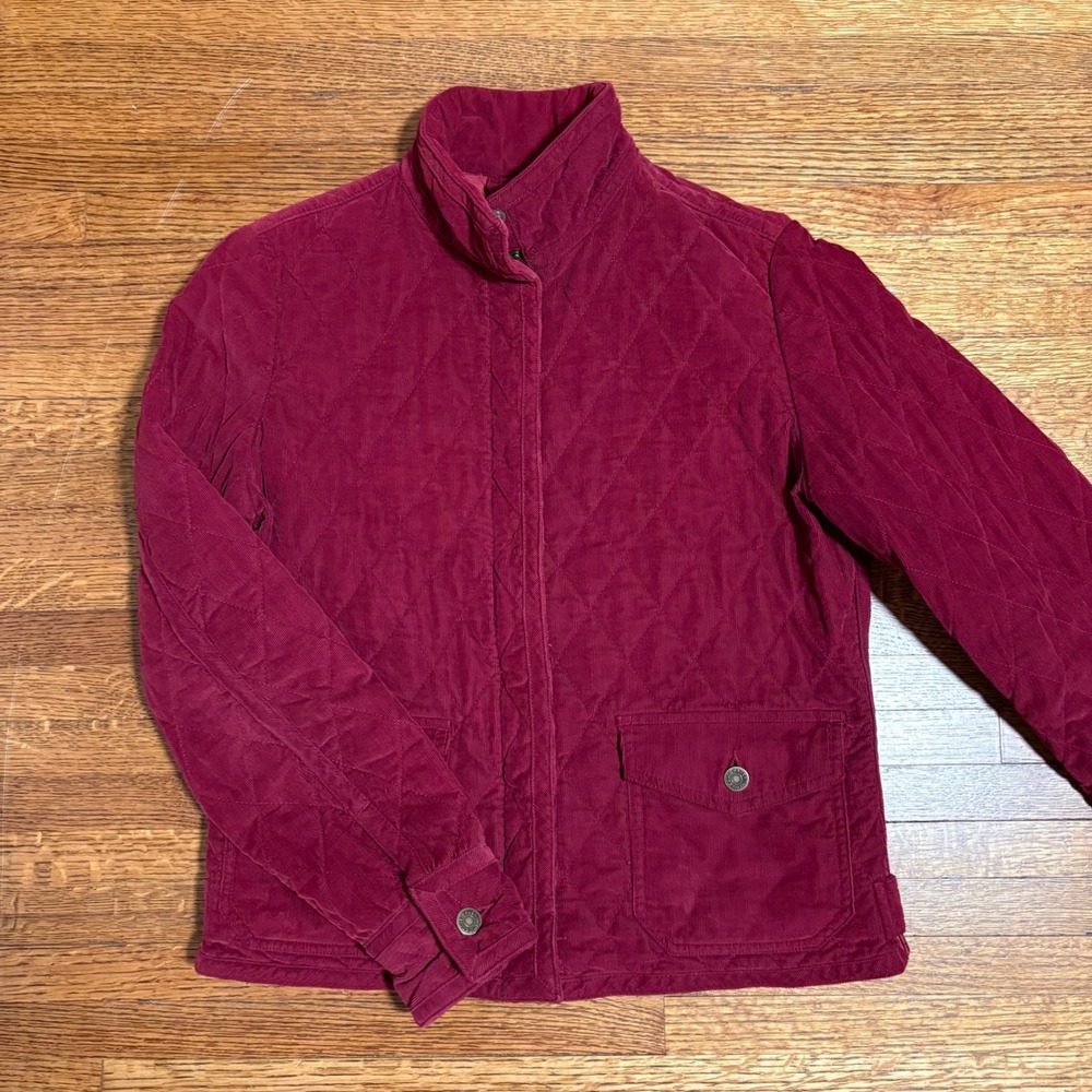 Eddie Bauer Women's Quilted Corduroy Jacket Burgundy‎ Red Full Zip Size M